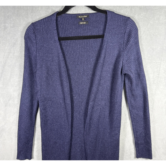 Massimo Dutti Blue Open Front Wool Alpaca Viscose Blend Knit Sweater Navy XS - Picture 4 of 8